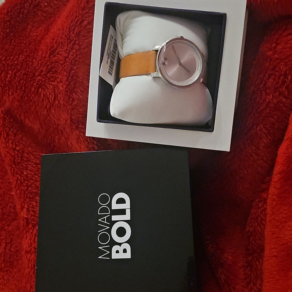 Movado BOLD Tan/Camel/Silver Colored Watch